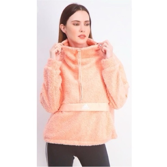 ADIDAS 🌸 Pink Sherpa High Neck Pullover - Picture 7 of 16
